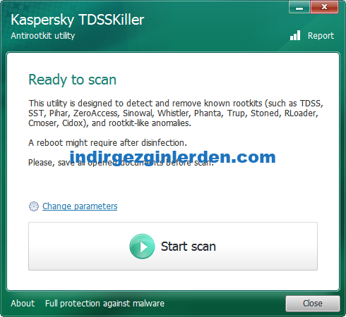 Kaspersky TDSSKiller ile ilgili görsel sonucu
