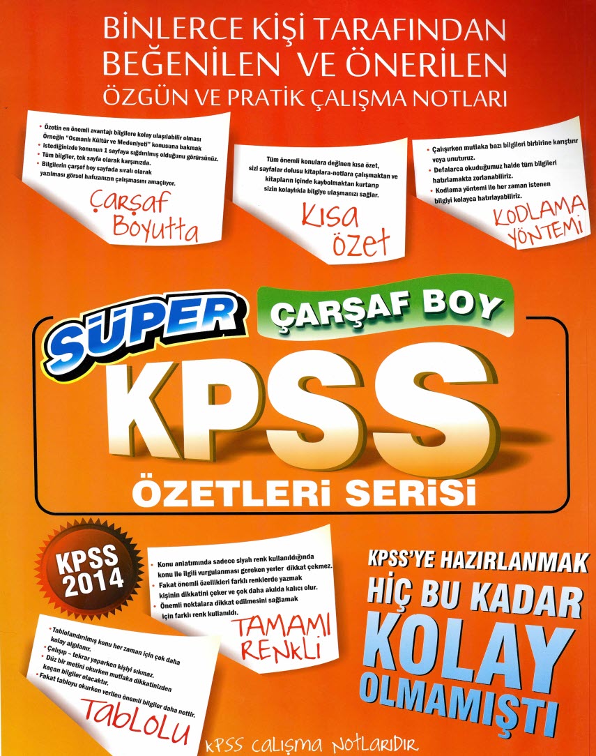 Süper Çarşaf Boy KPSS Genel Kültür Notları PDF İndir